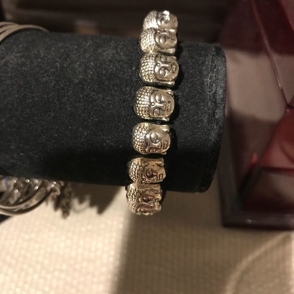 MEN’S HEAVY SILVER HEM BUDDHA BRACELET ~New - Picture 4 of 8